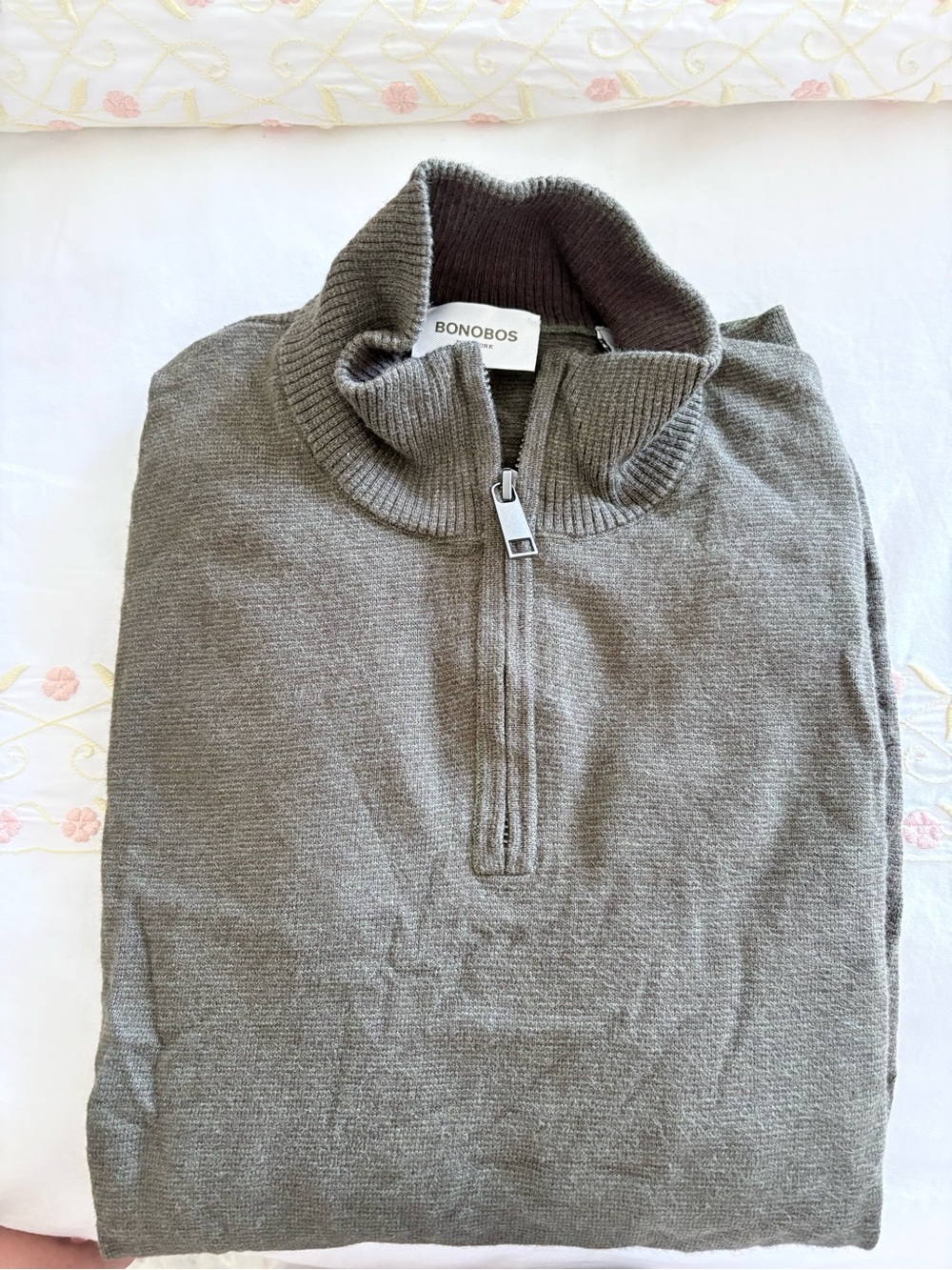 Bonobos Men's Half-Zip Sweater in Olive Green